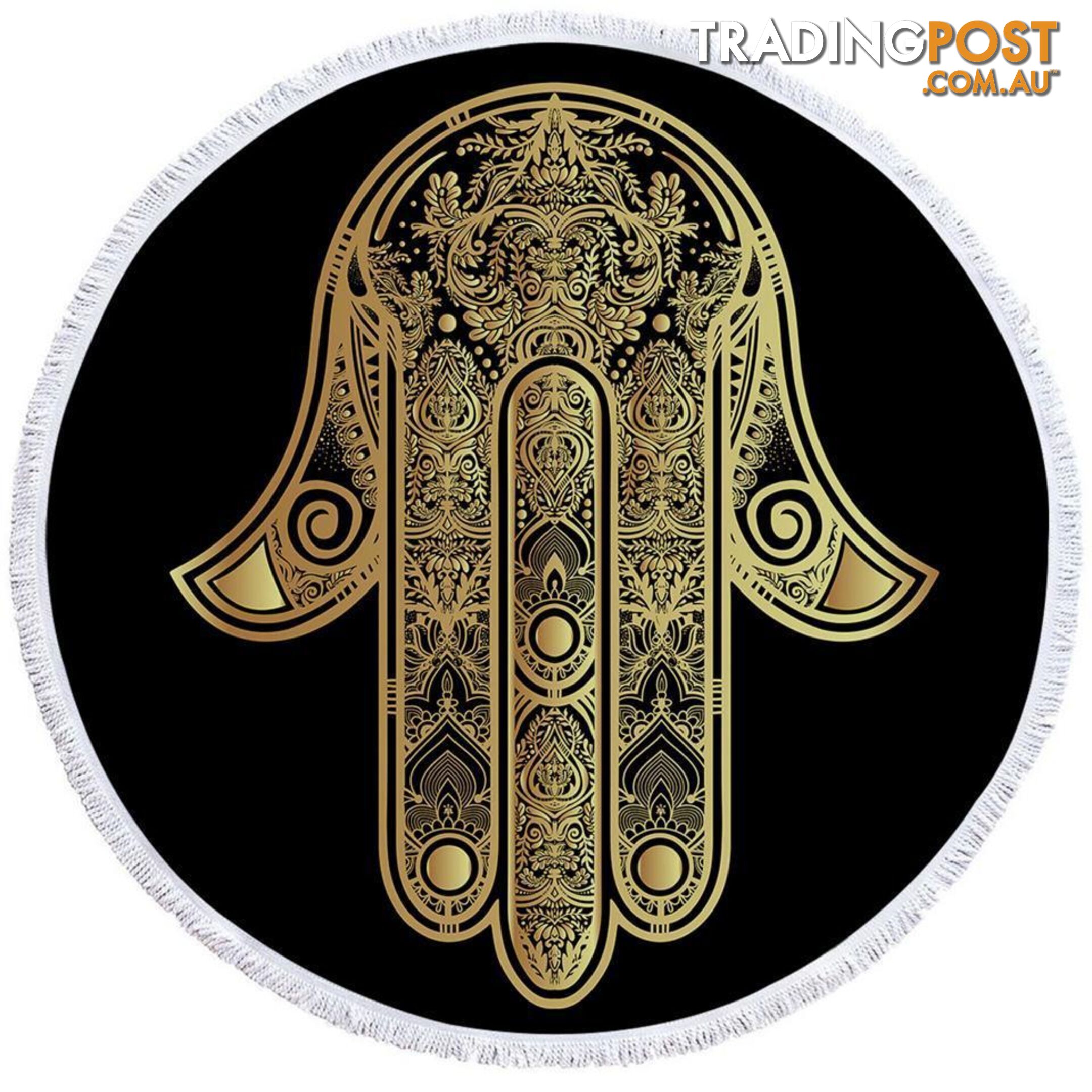 Gold Hamsa Hand Beach Towel - Towel - 7427046327299