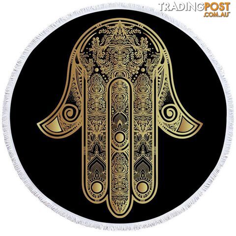 Gold Hamsa Hand Beach Towel - Towel - 7427046327299