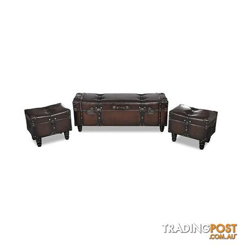 Storage Bench Set Brown 3 Pieces - Bench - 8718475855248