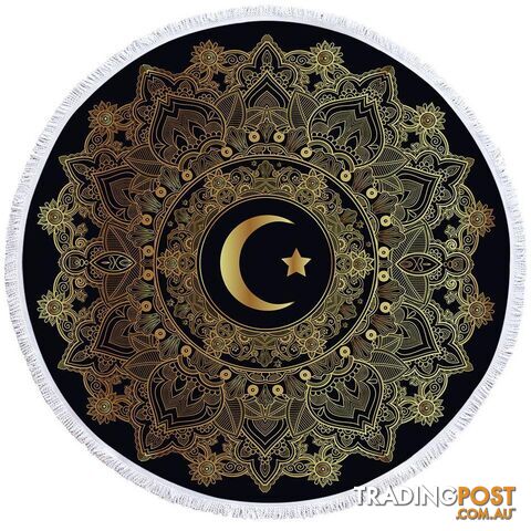 Gold Moon and Star Beach Towel - Towel - 7427046327459