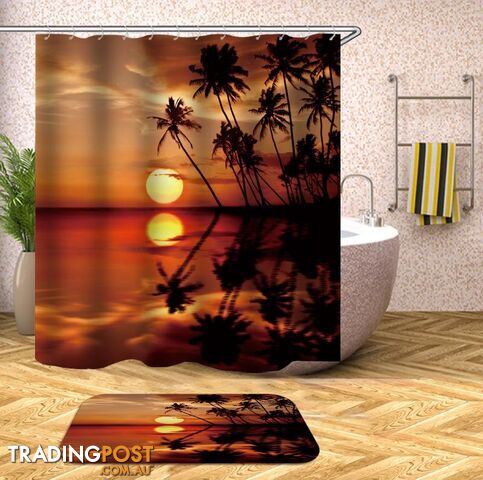 Sunset At The Tropical Shower Curtain - Curtain - 7427045935587