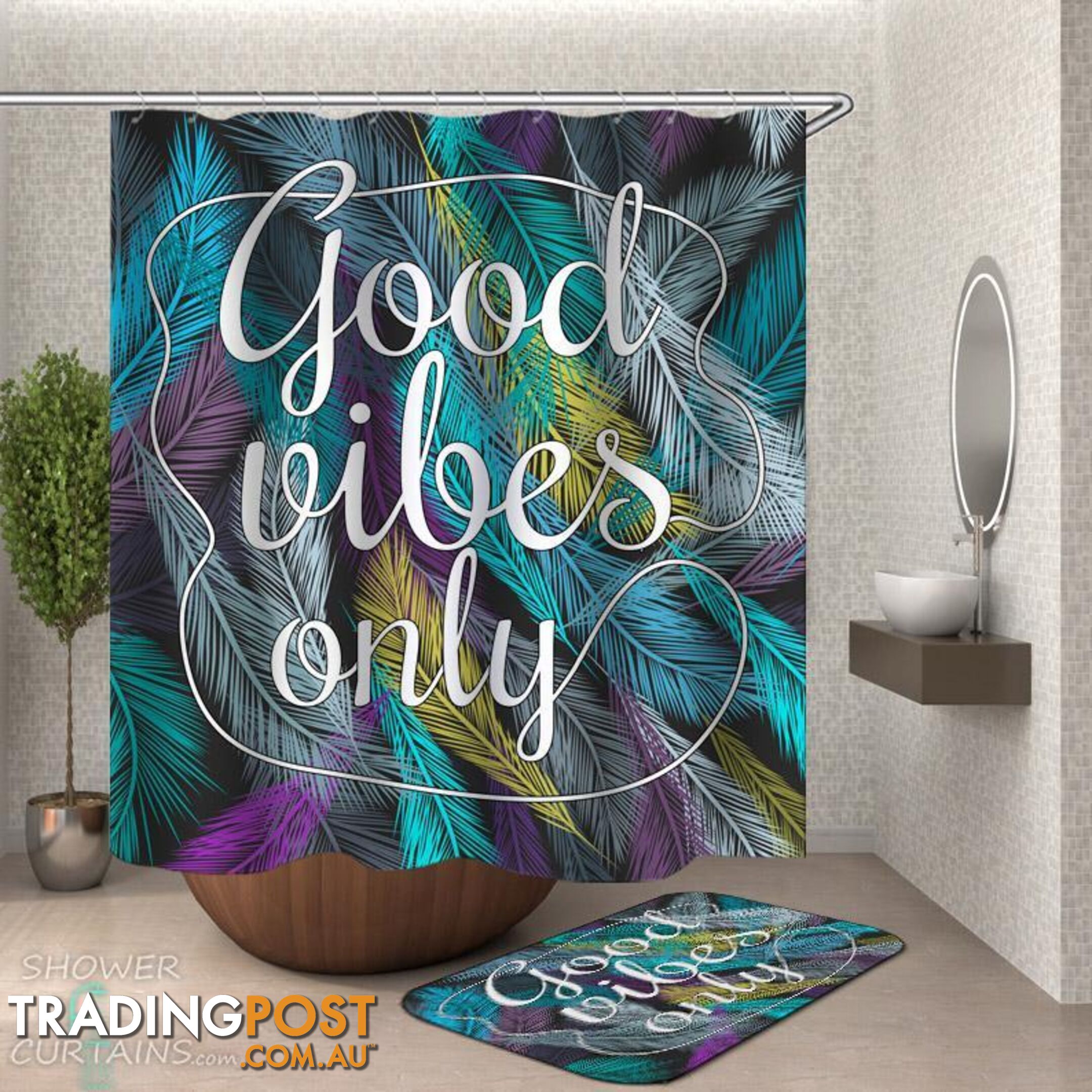 Good Vibes Only Feathers - Curtain - 7427046294478