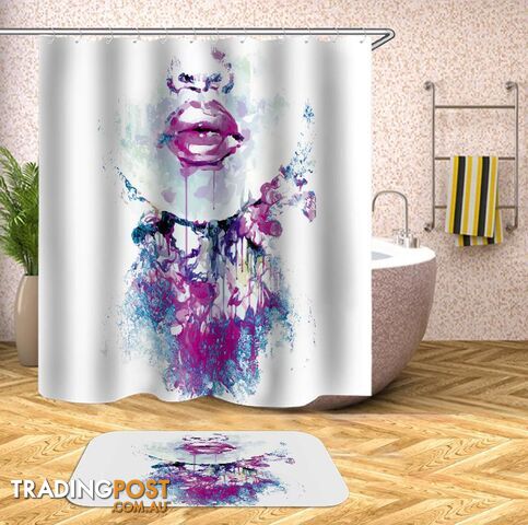 Purplish Sensual Lips Shower Curtain - Curtains - 7427045951433