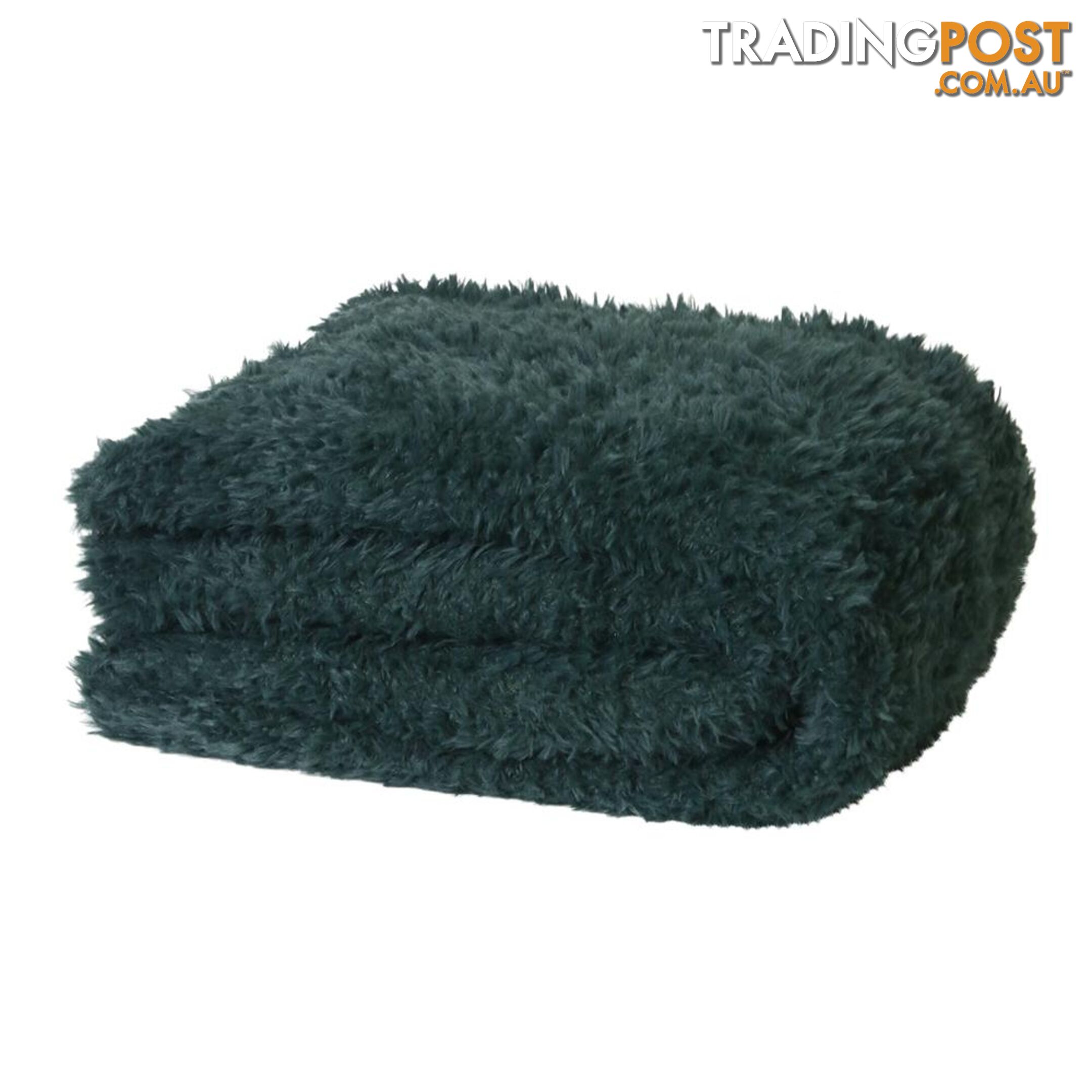 Eve Fur Knitted Throw 130x160cm Eden Green - Unbranded - 7427046153348