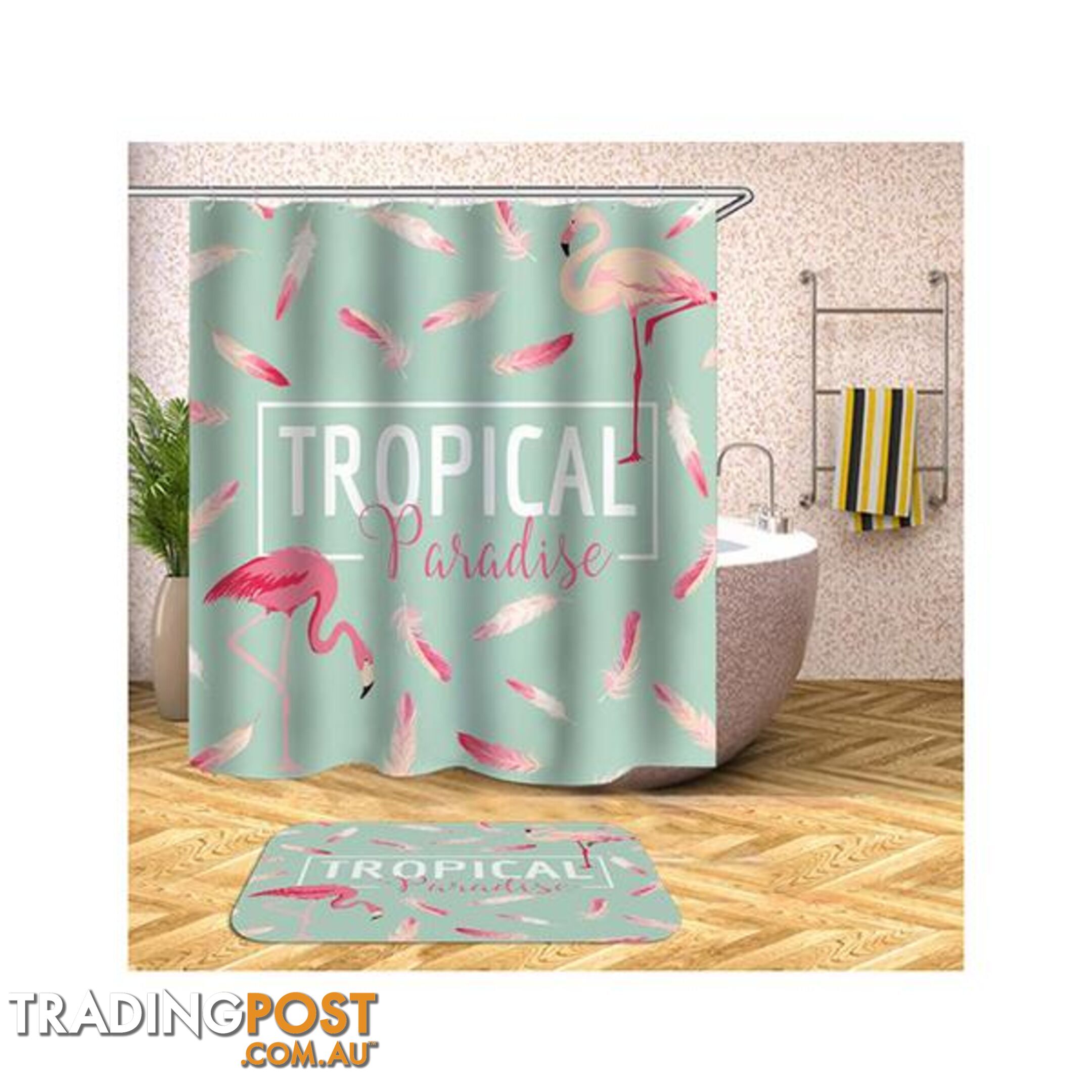 Tropical Paradise Flamingo Shower Curtain - Curtain - 7427046016681