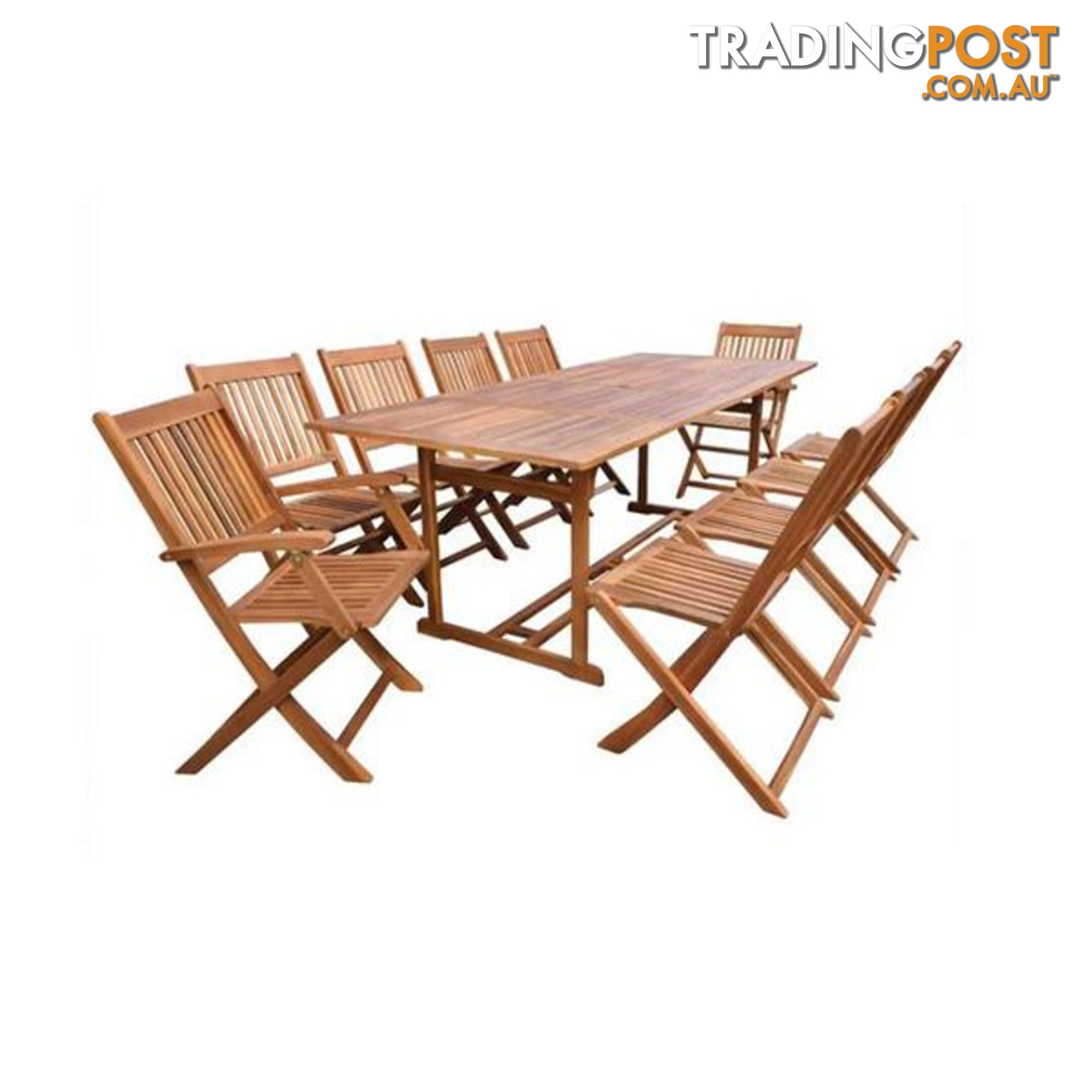 11 Piece Outdoor Dining Set Solid Acacia Wood - Unbranded - 8718475614319