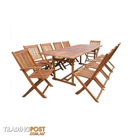 11 Piece Outdoor Dining Set Solid Acacia Wood - Unbranded - 8718475614319