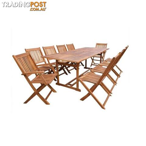 11 Piece Outdoor Dining Set Solid Acacia Wood - Unbranded - 8718475614319