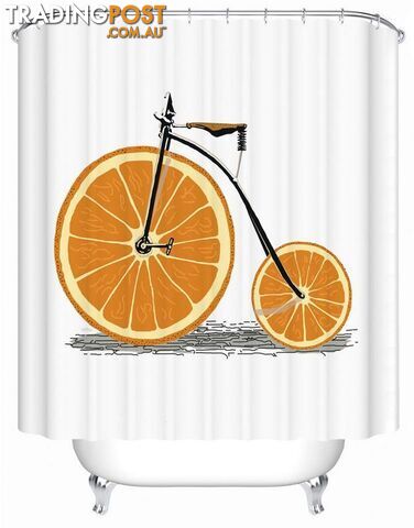 Orange Bicycle Shower Curtain - Curtain - 7427045960695