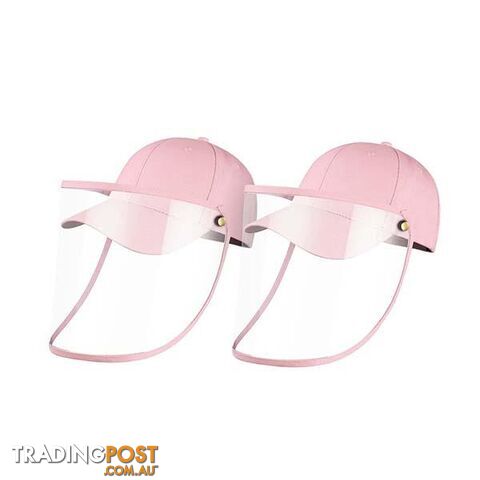 2X Outdoor Hat Anti Fog Dust Saliva Cap Face Shield Cover Kids Pink - Unbranded - 9476062095758