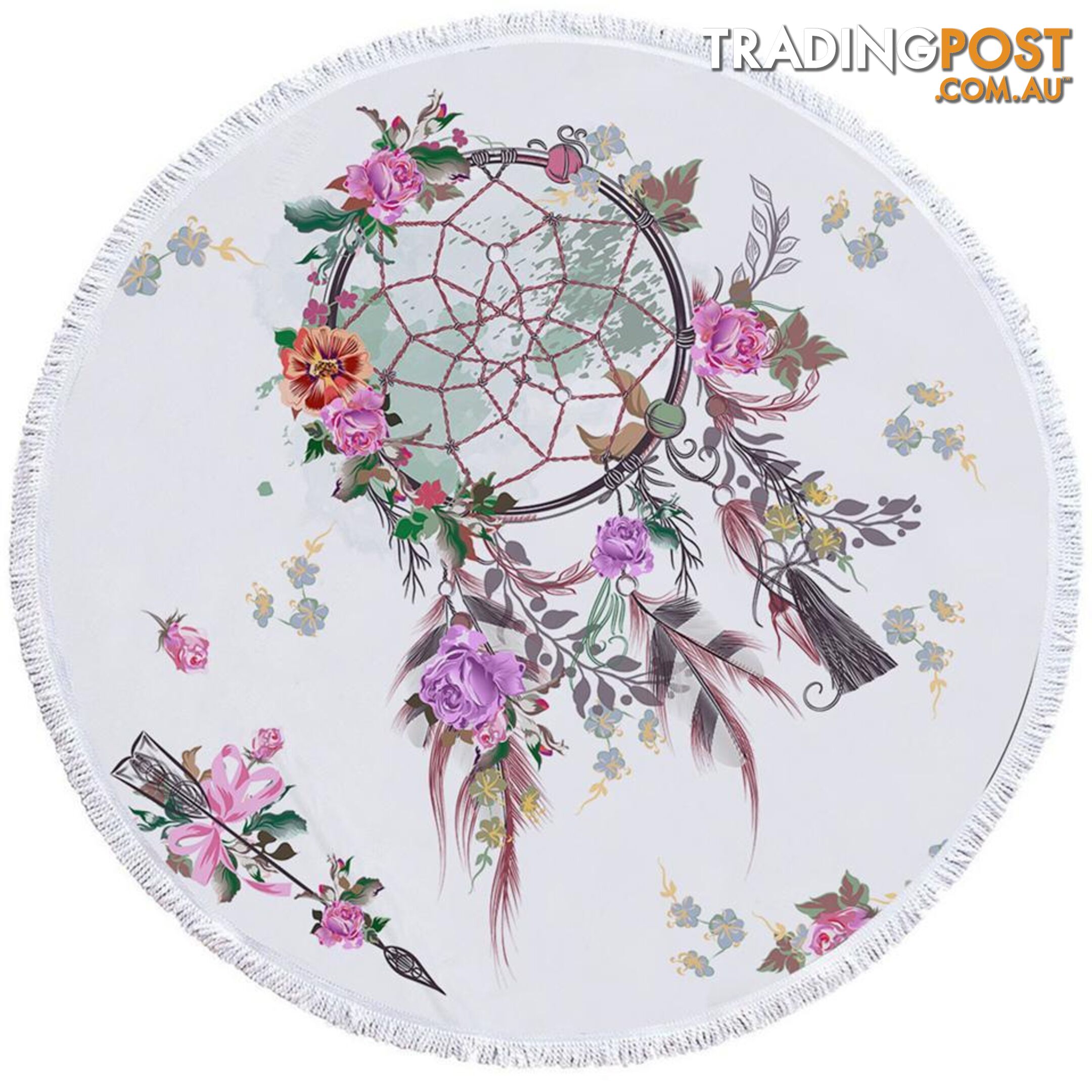 Floral Dream Catcher Beach Towel - Towel - 7427046317726