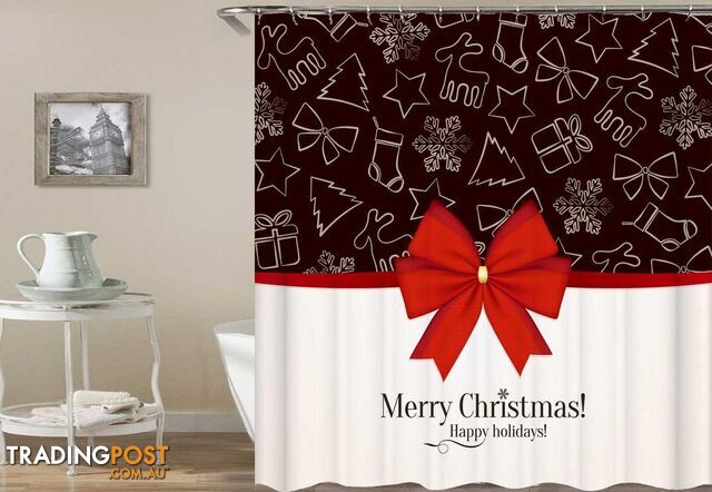 Christmas Shower Ribbon Shower Curtain - Curtains - 7427046060769