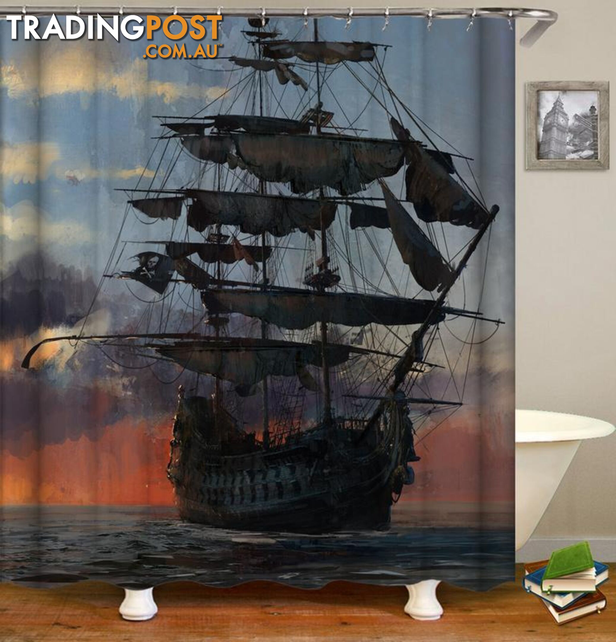 Old Style Pirate Ship Shower Curtain - Curtain - 7427045917316