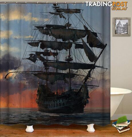 Old Style Pirate Ship Shower Curtain - Curtain - 7427045917316