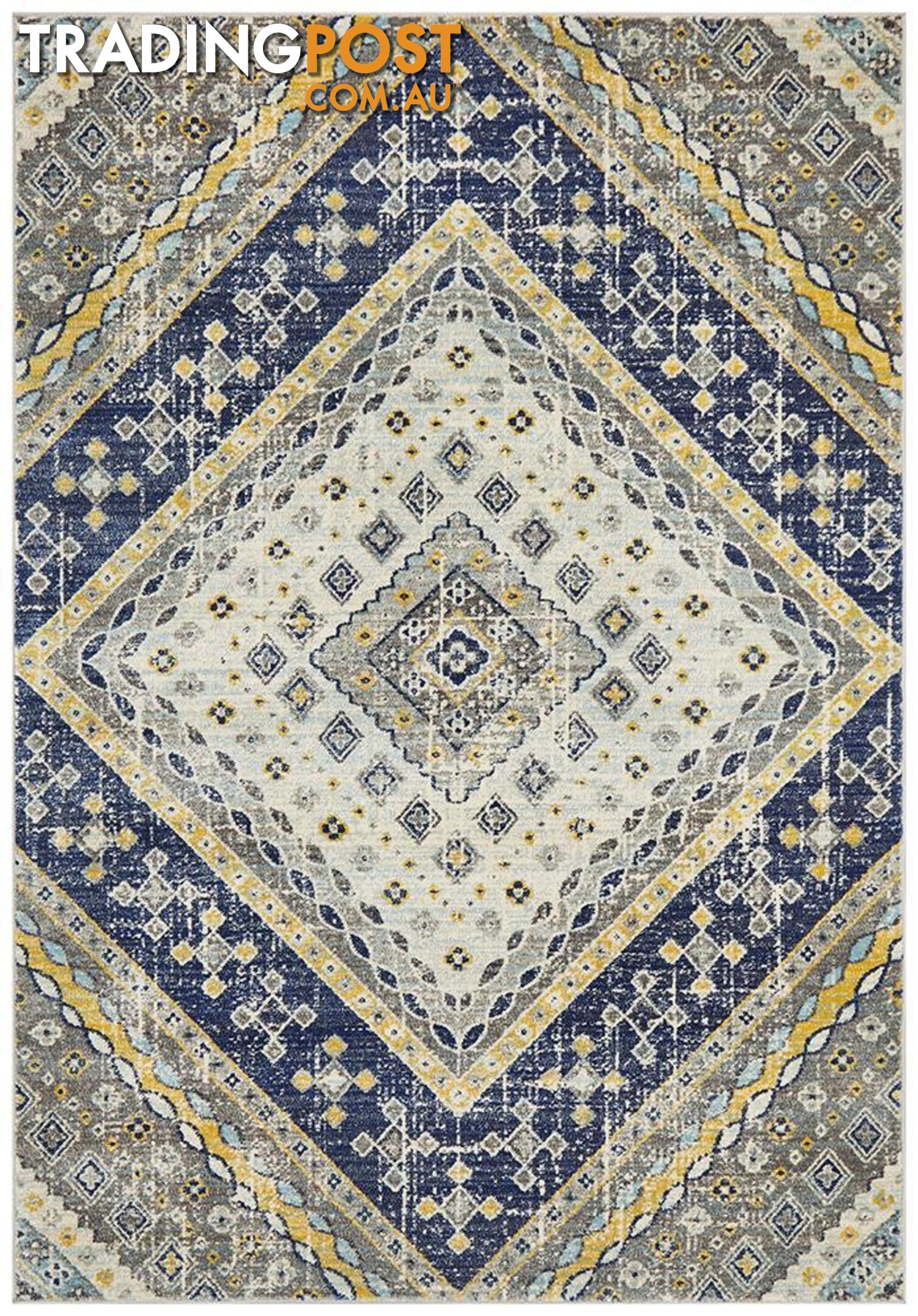 Babylon Diamond Navy Rug - Unbranded - 9375321874441