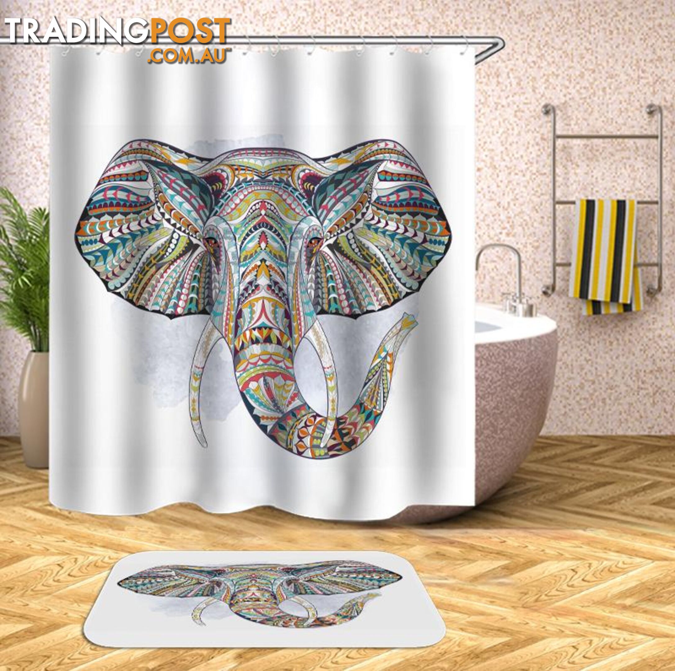 Colorful Abstract Elephant Shower Curtain - Curtain - 7427045936881