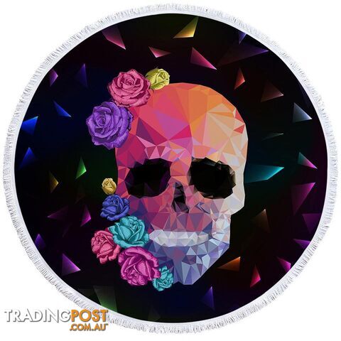 Artistic Skull and Roses Beach Towel - Towel - 7427046328951