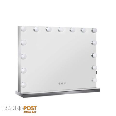 Hollywood Frameless Makeup Mirror With 15 Led Lighted Vanity 58X46 Cm - Embellir - 9350062279229