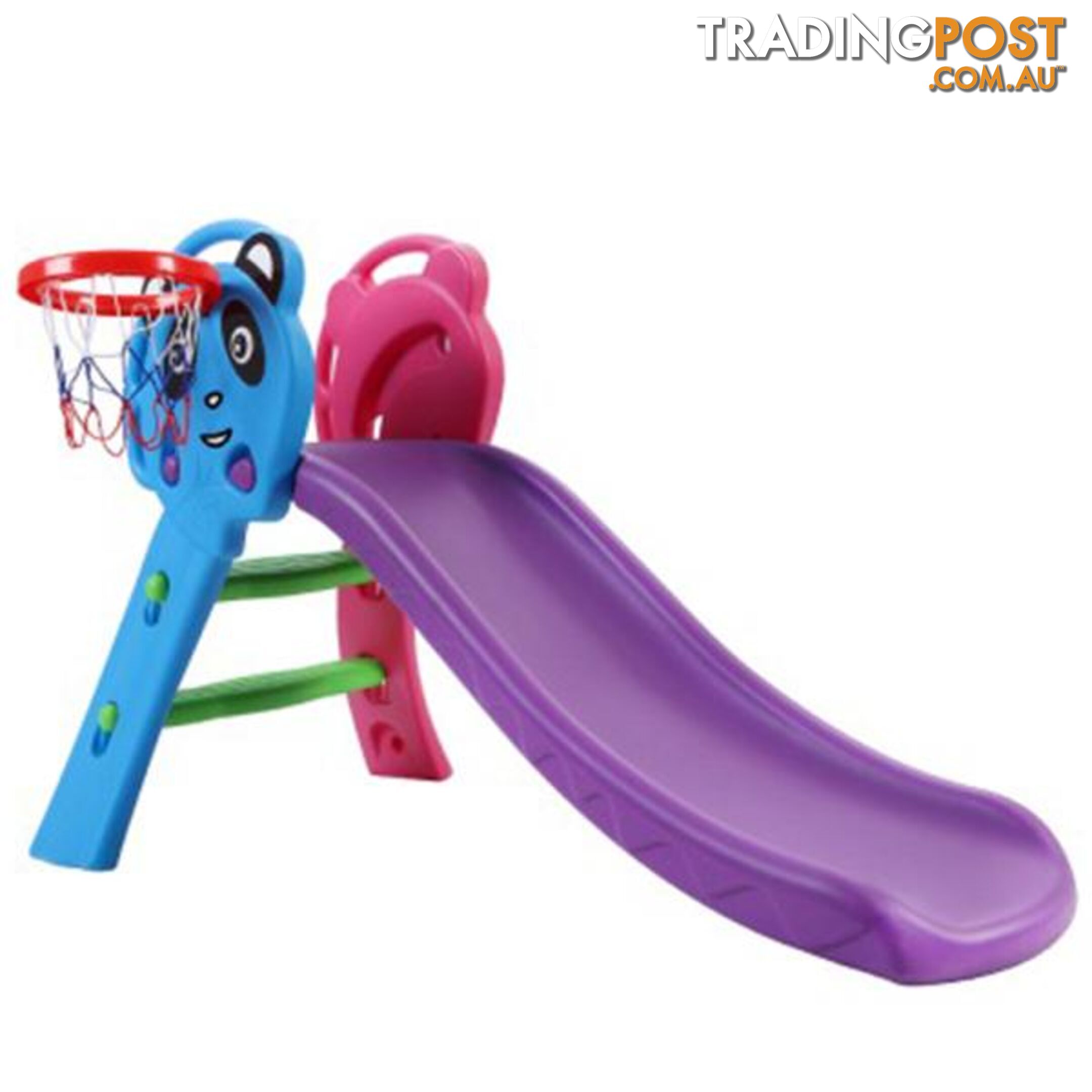 Toddler Play Kids Slide With Basketball Hoop Ladder Base - Keezi - 9350062236734