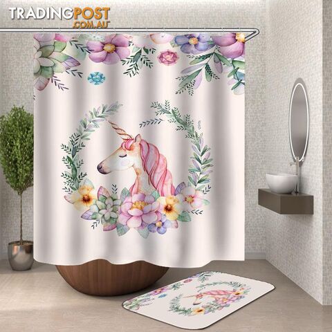 Floral unicorn Shower Curtain - Curtain - 7427046129299