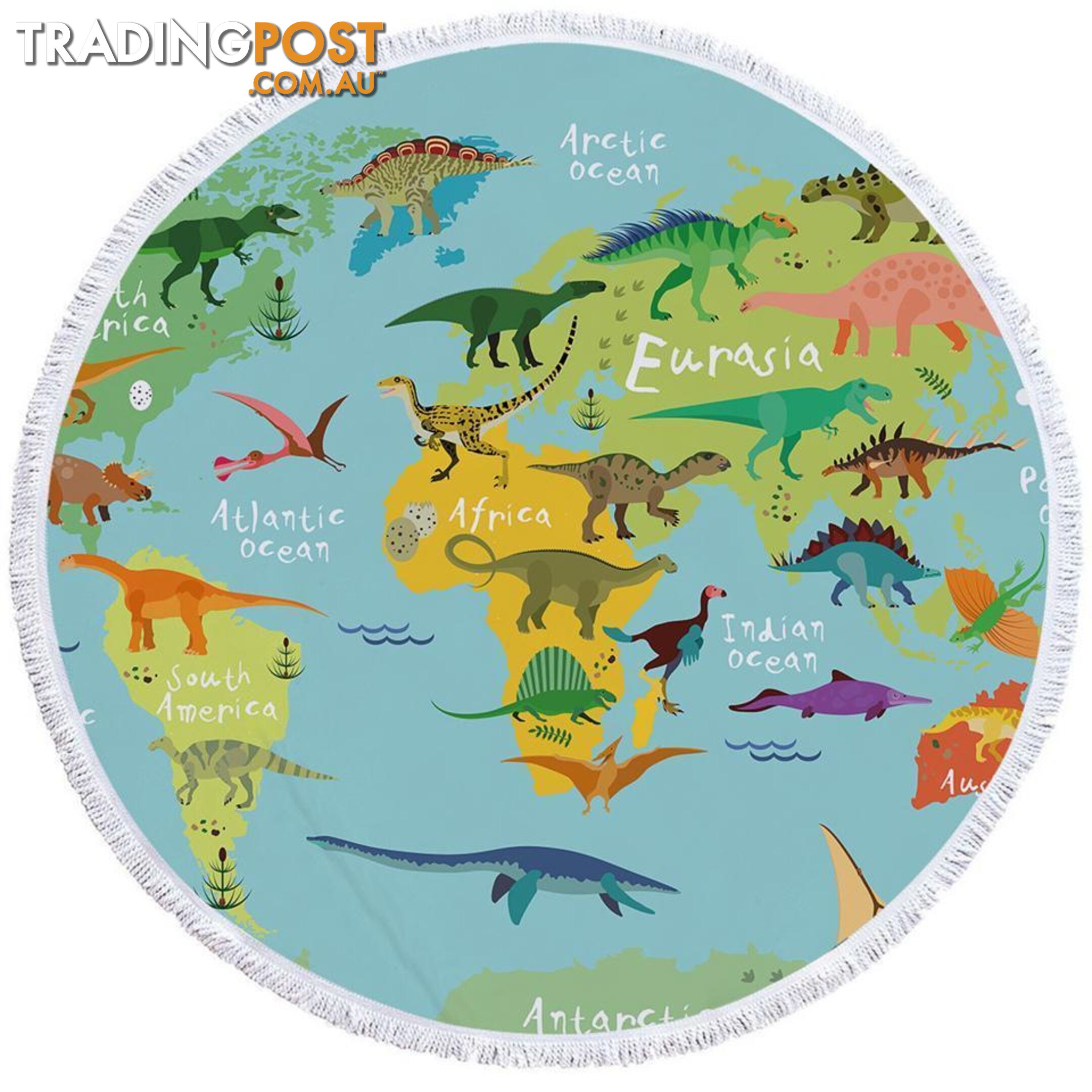 World Map Dinosaurs Beach Towel - Towel - 7427046315142