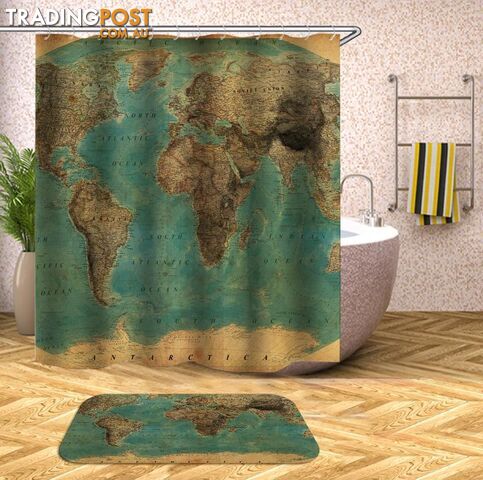 Embossment World Map Shower Curtain - Curtain - 7427046006408
