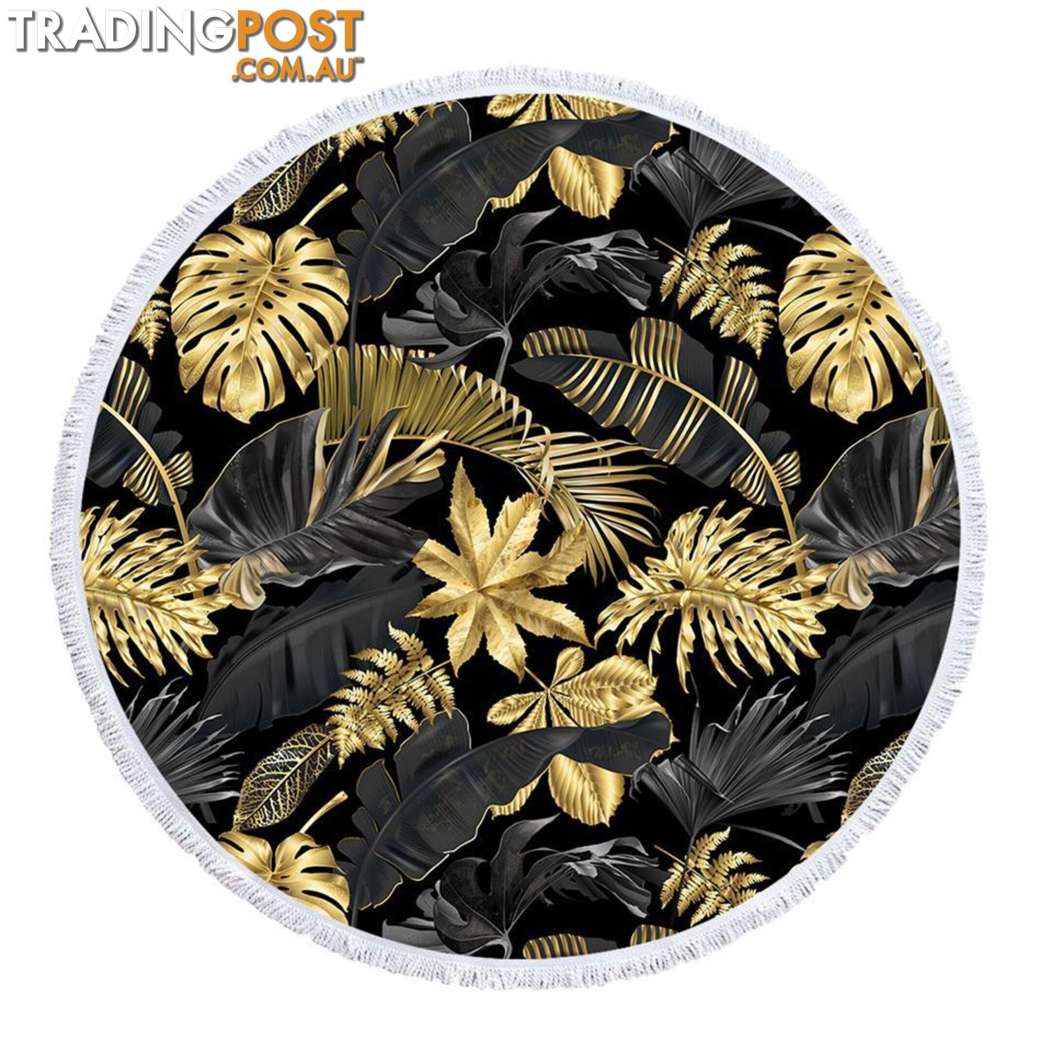 Golden Tropical Leaves Beach Towel - Towel - 7427046342032