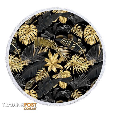 Golden Tropical Leaves Beach Towel - Towel - 7427046342032