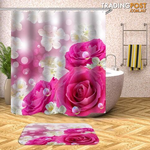 White And Pink Shower Curtain - Curtain - 7427045930667