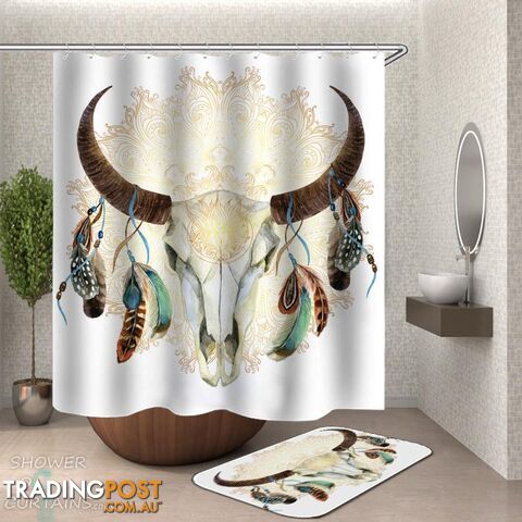 Native American Bull Skull Shower Curtain - Curtain - 7427046295918