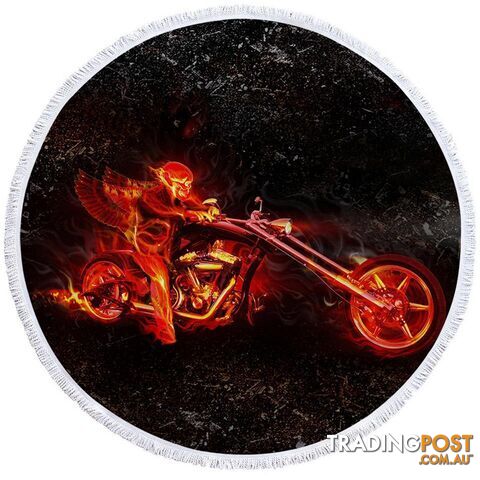 Biker on Fire Beach Towel - Towel - 7427046313827