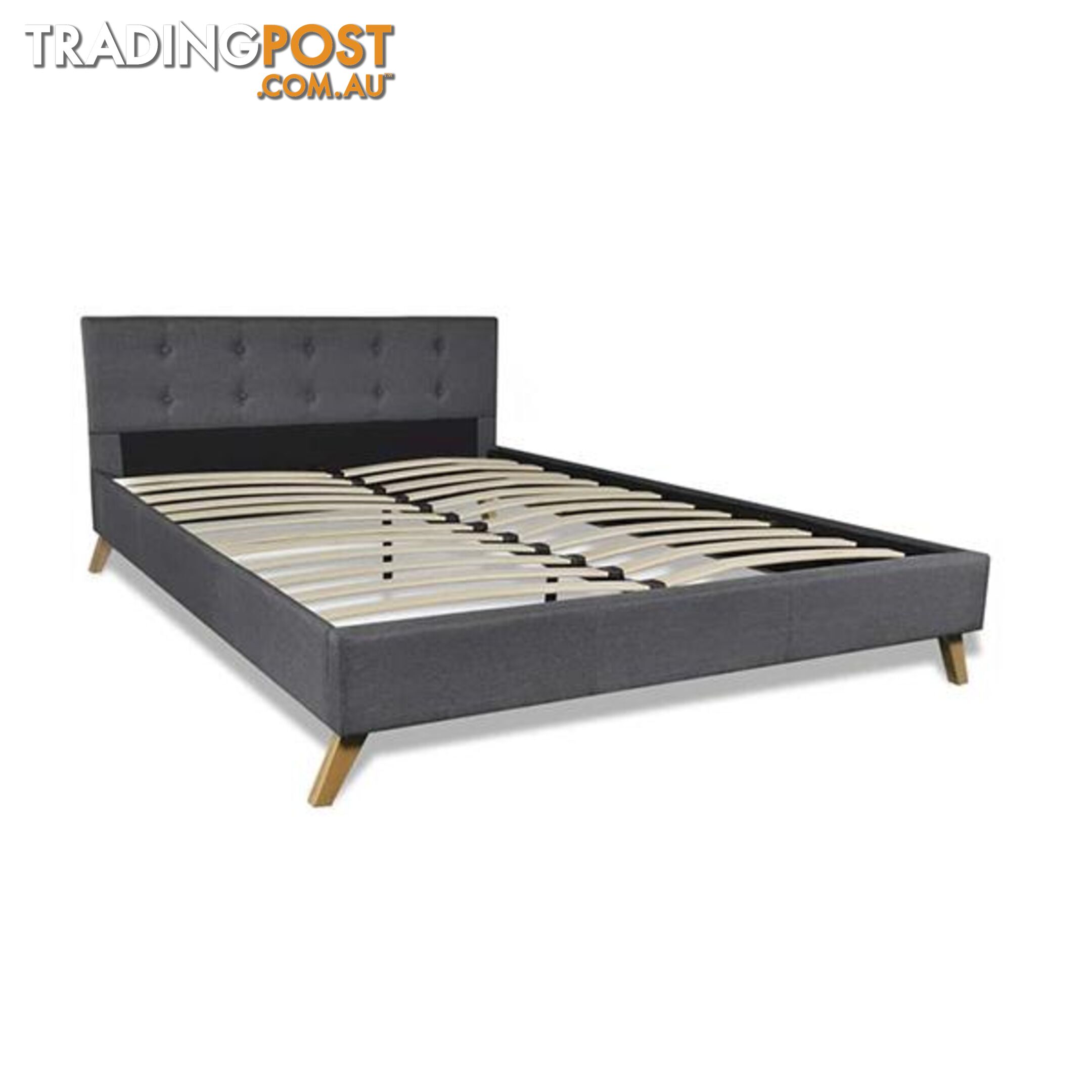 Bed Frame Double Size Fabric Dark Grey - Unbranded - 7427046166935