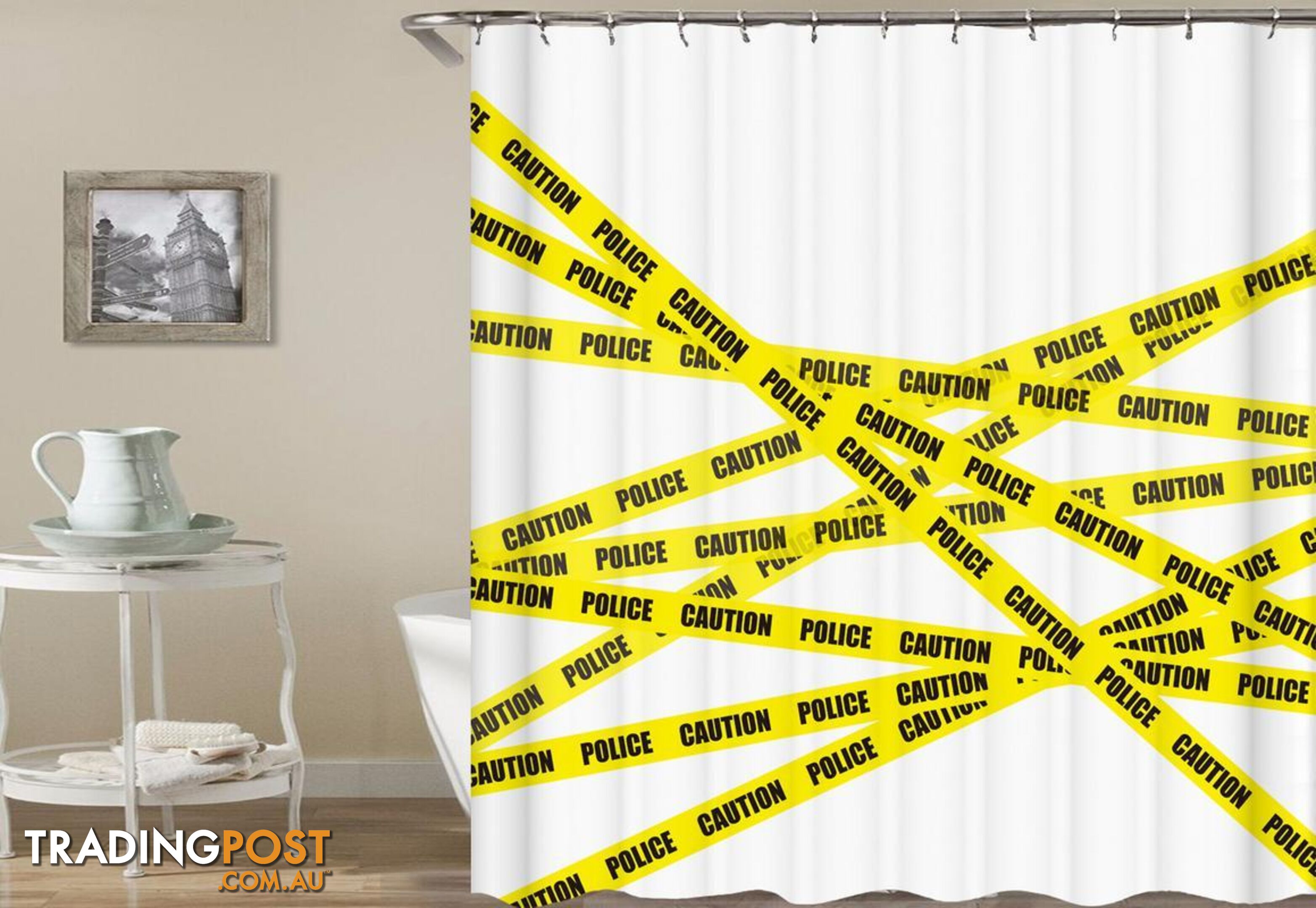 Police Yellow Tape Shower Curtain - Curtain - 7427046012300