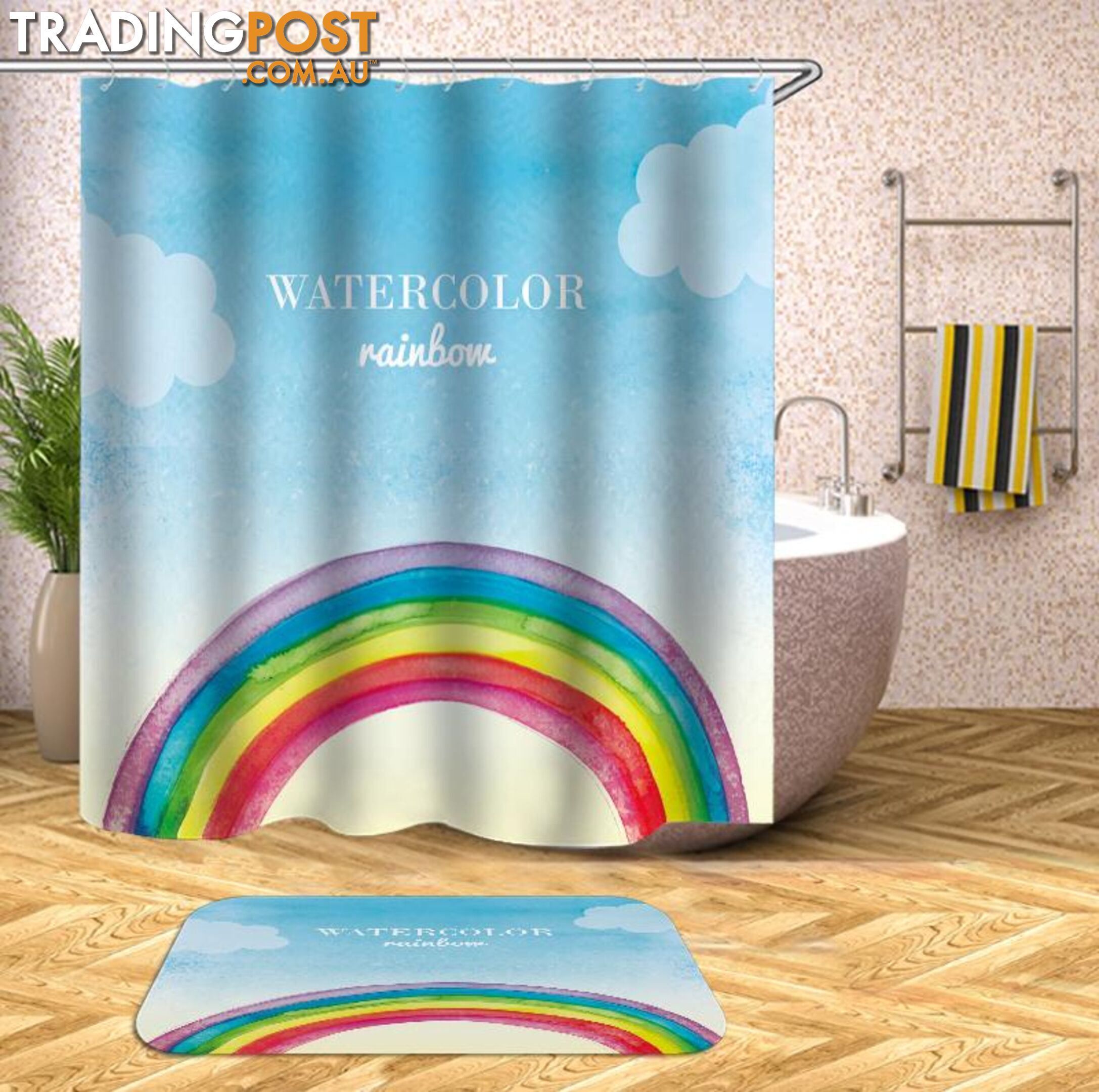 Watercolor Rainbow Shower Curtain - Curtain - 7427045930100