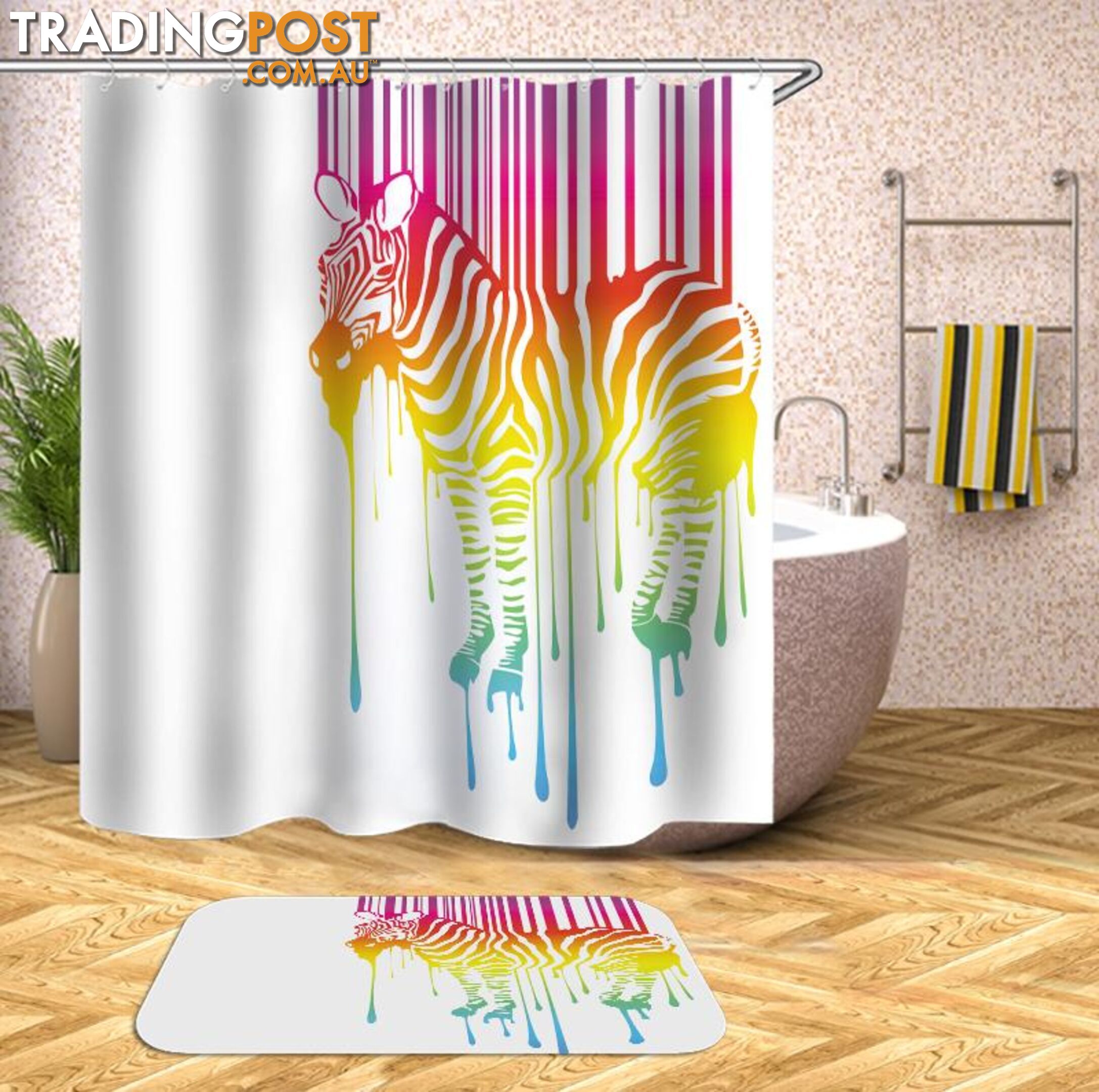 Colorful Zebra Shower Curtain - Curtain - 7427045934306