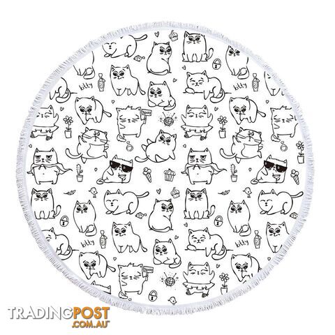Pattern of Cats Beach Towel - Towel - 7427046343480