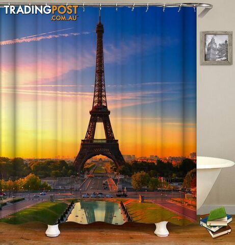 Eiffel Tower At Sunset Shower Curtain - Curtain - 7427045976061