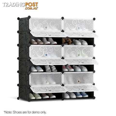 12 Shoe Stackable Compartments - Black/White - Unbranded - 4344744410128
