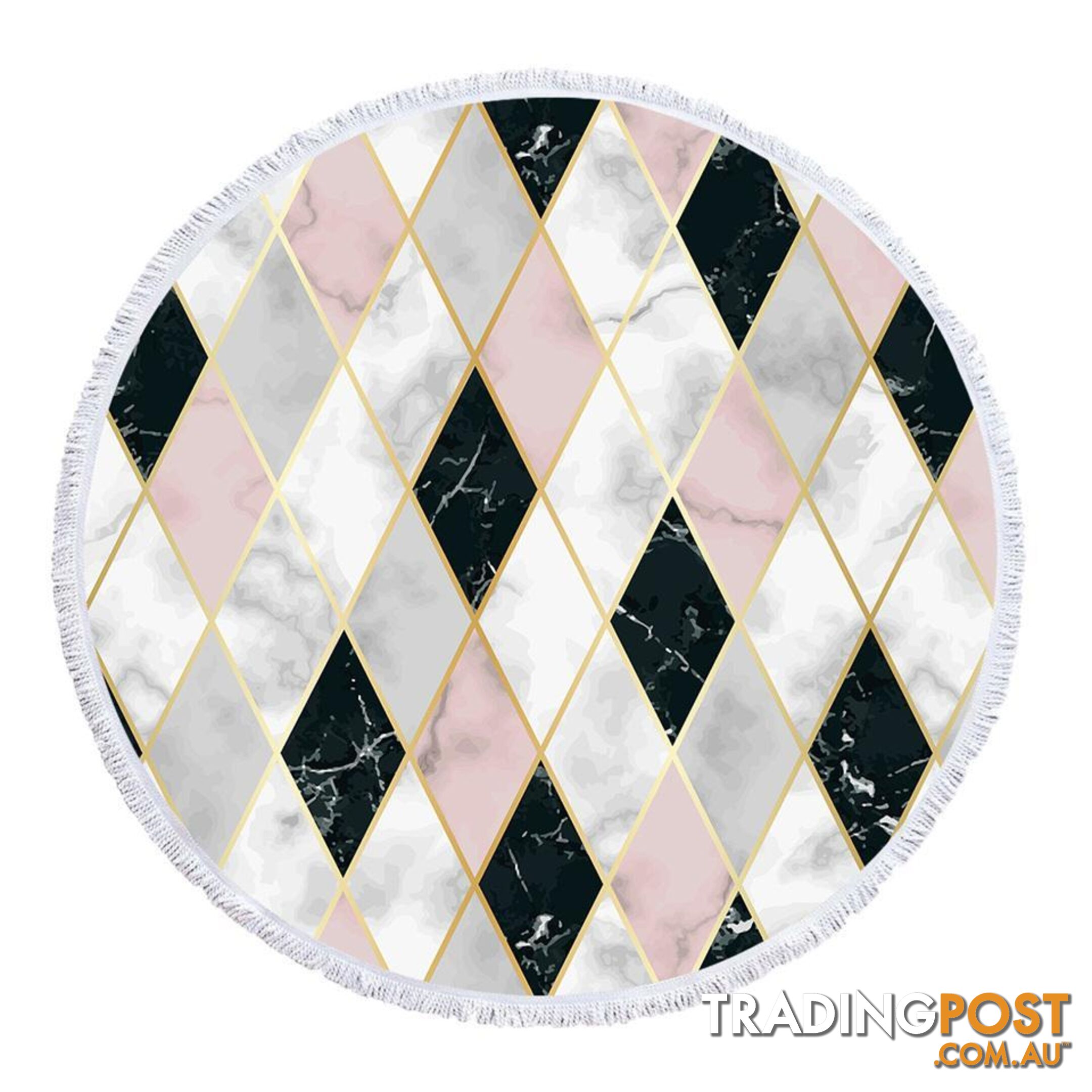 Pinkish and Black Geometric Shape Marble Beach Towel - Towel - 7427046341271