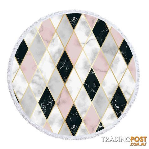 Pinkish and Black Geometric Shape Marble Beach Towel - Towel - 7427046341271