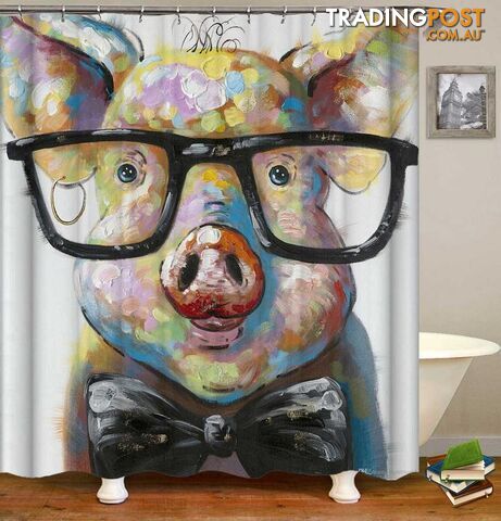 Hipster Piggy Shower Curtain - Curtain - 7427046129886