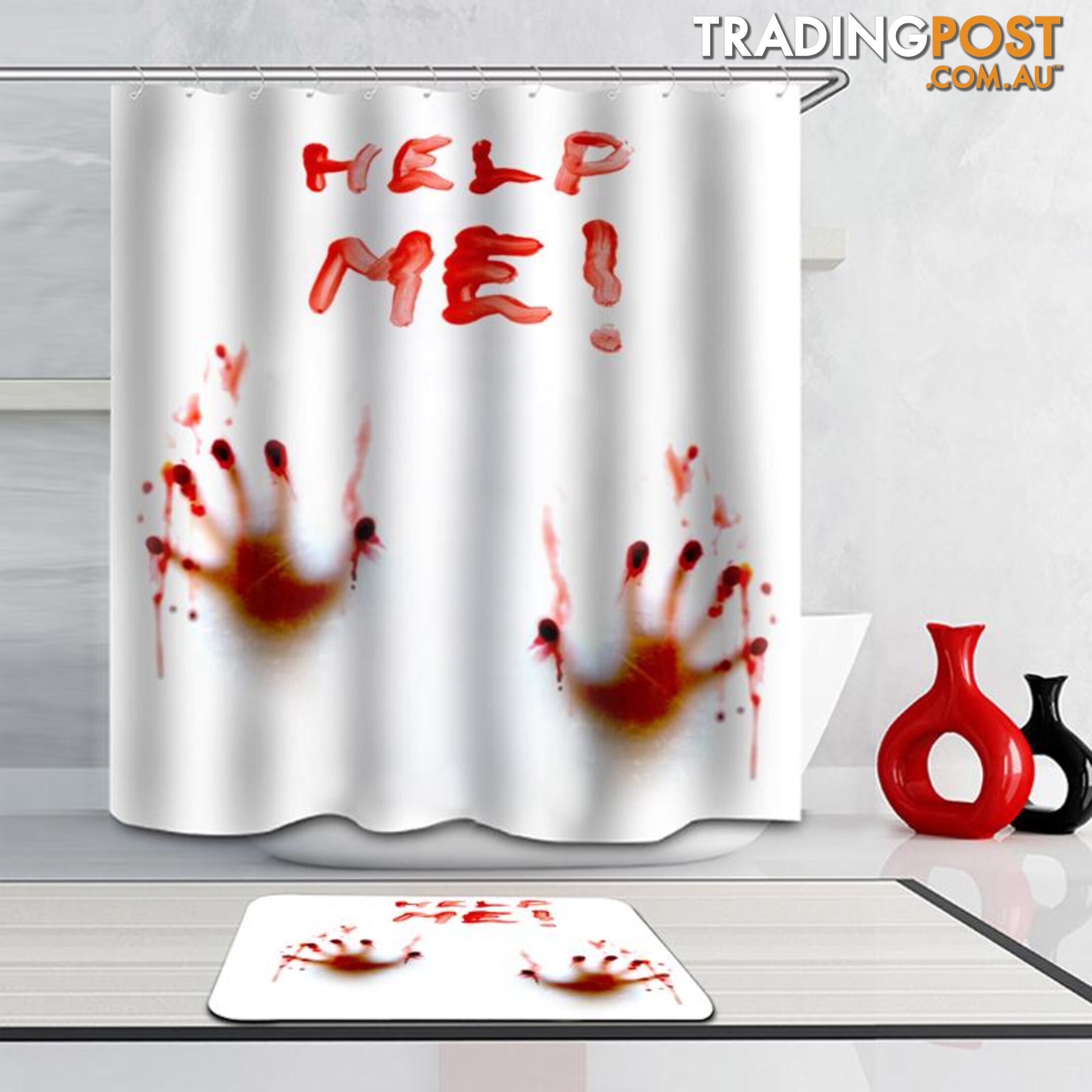 "Help Me(!)" Bloody Hands Shower Curtain - Curtain - 7427005917103