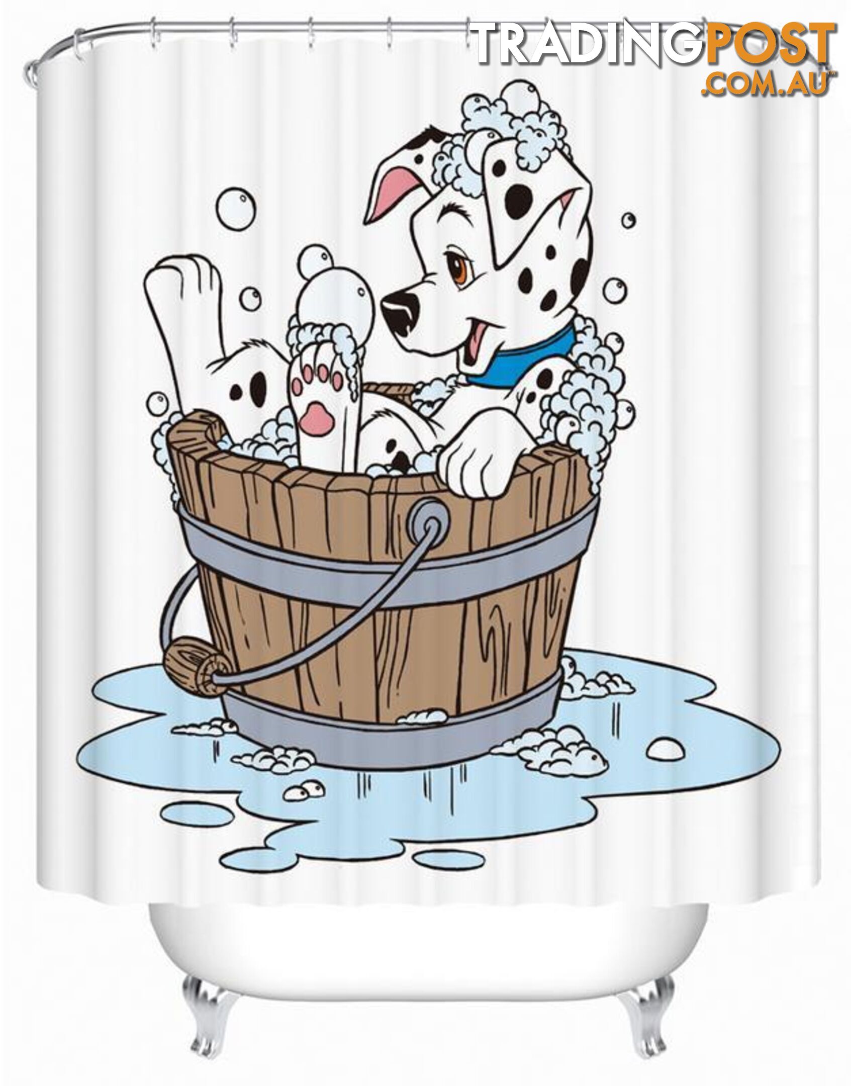 Cartoon Dalmatian Dog Taking A Bath Shower Curtain - Curtain - 7427005908330