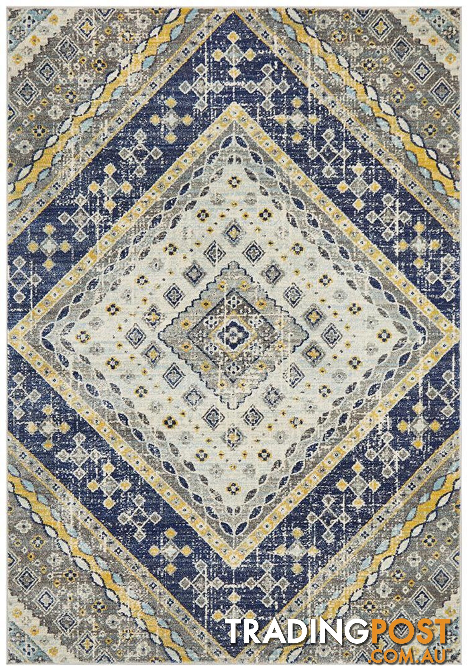 Babylon Diamond Navy Rug - Unbranded - 9375321874519