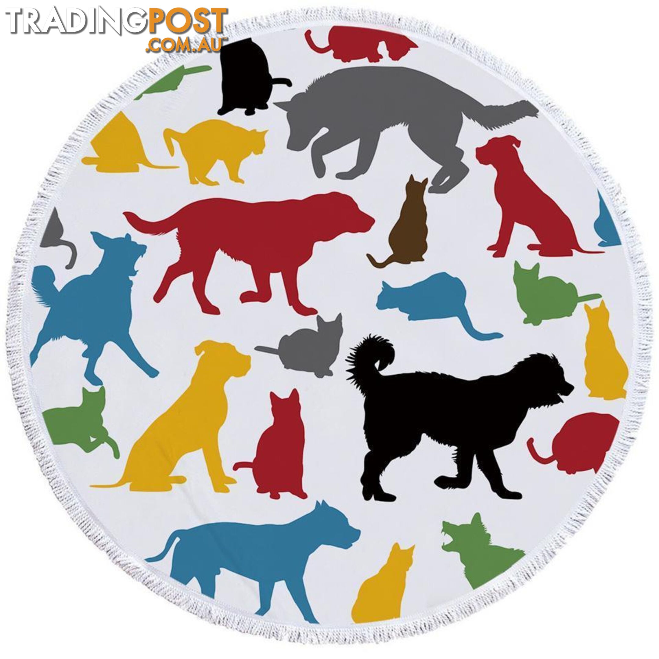 Multi Colored Dogs Silhouettes Beach Towel - Towel - 7427046306270