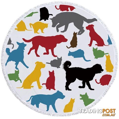 Multi Colored Dogs Silhouettes Beach Towel - Towel - 7427046306270