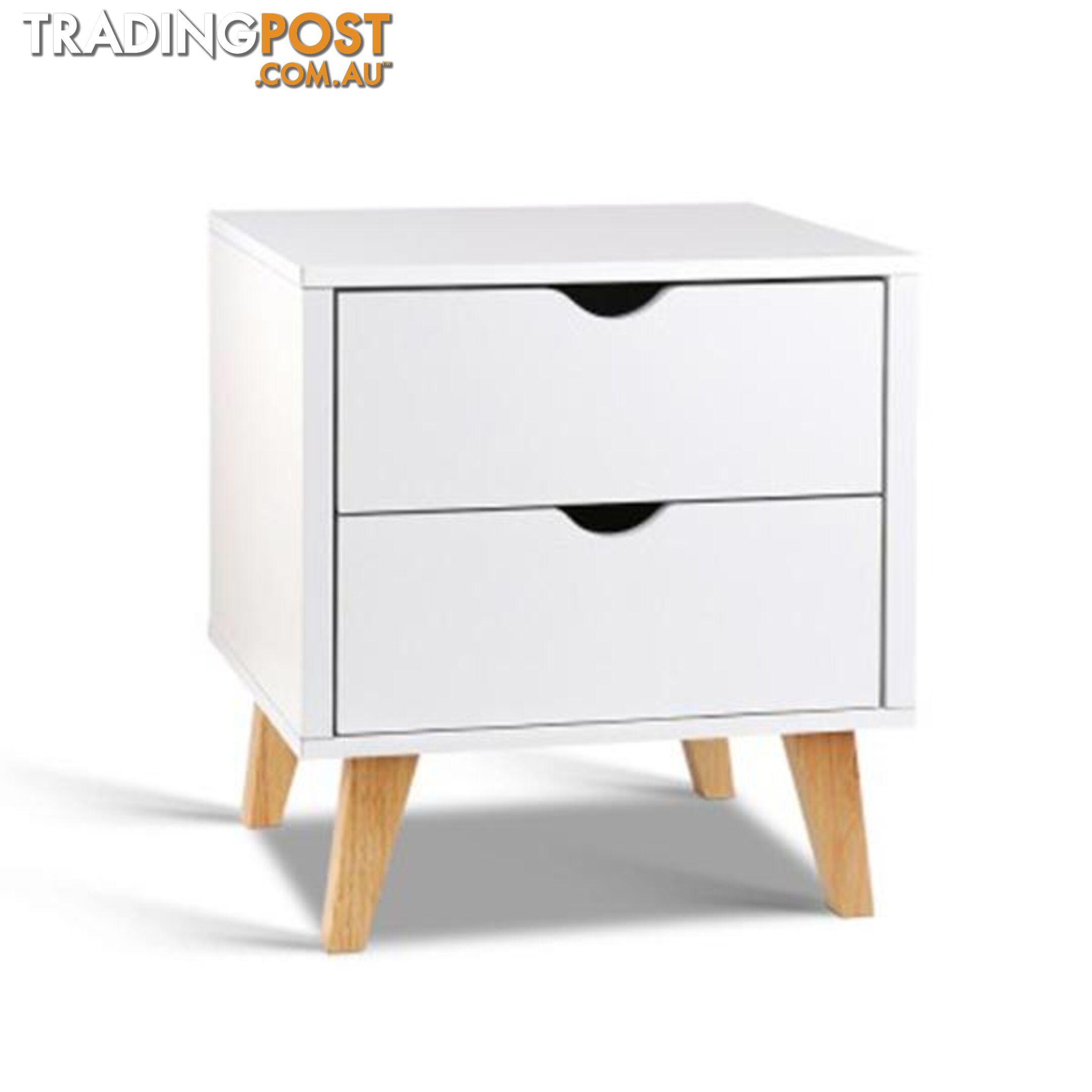 2 Drawer Wooden Bedside Tables - White - Artiss - 9350062149768