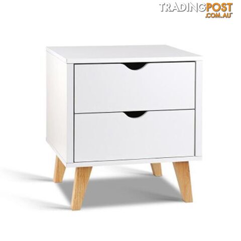 2 Drawer Wooden Bedside Tables - White - Artiss - 9350062149768