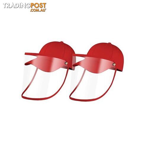 2X Outdoor Hat Anti Fog Dust Saliva Cap Face Shield Cover Kids Red - Unbranded - 9476062095789