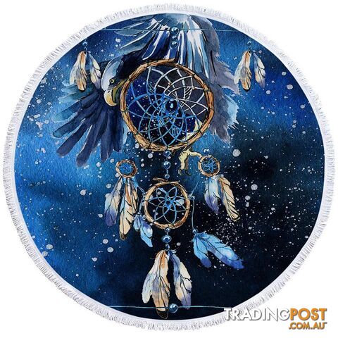 Blue Eagle Dream Catcher Beach Towel - Towel - 7427046311311